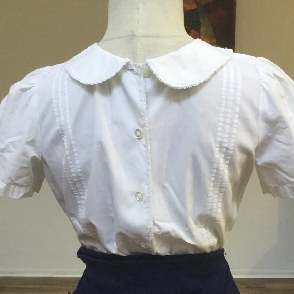 Girls White Peter Pan Collar Tank Top